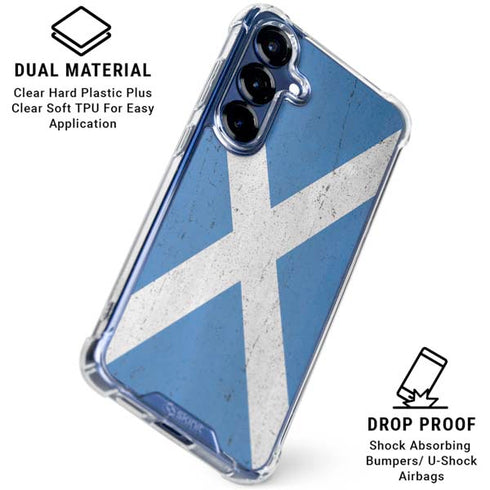 Scotland Flag Distressed Galaxy S25 Clear Case